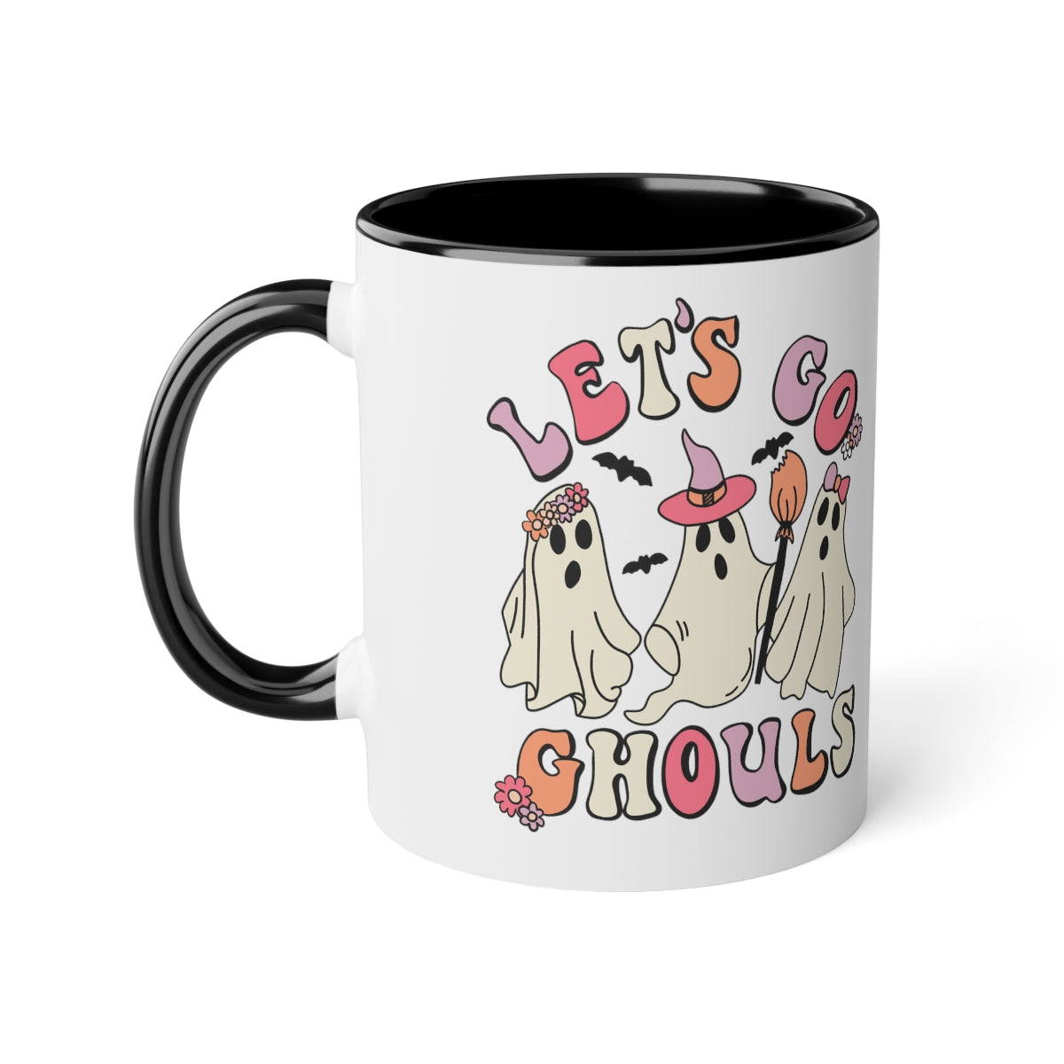 Lets Go Ghouls white accent mug