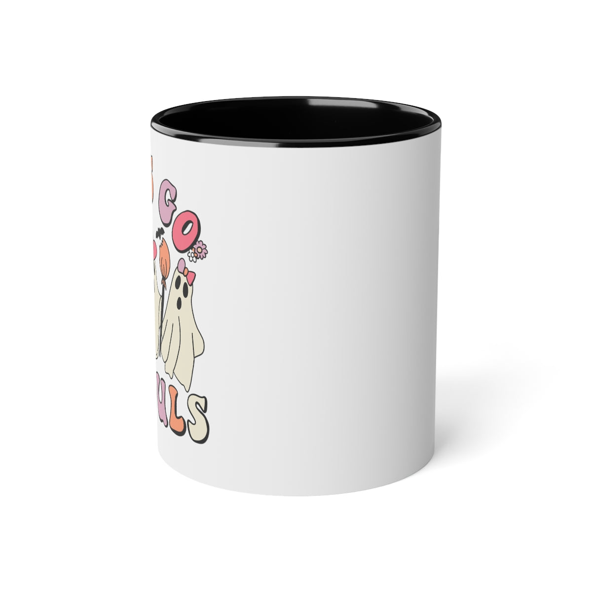 Lets Go Ghouls white accent mug