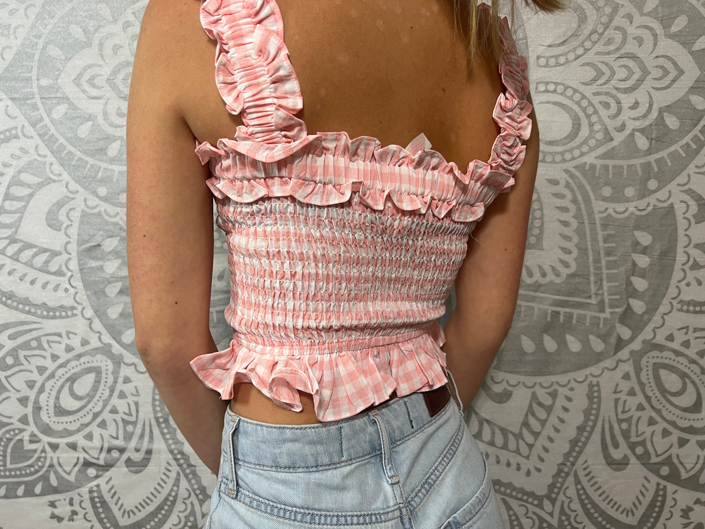 Walk With Me Plaid Peplum Crop Top