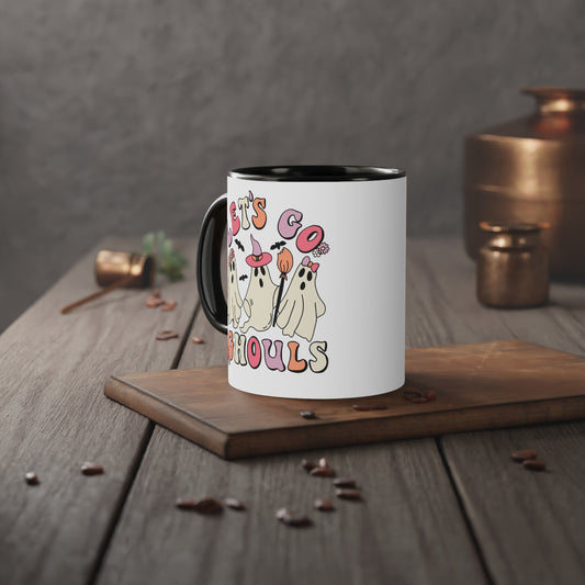 Lets Go Ghouls white accent mug