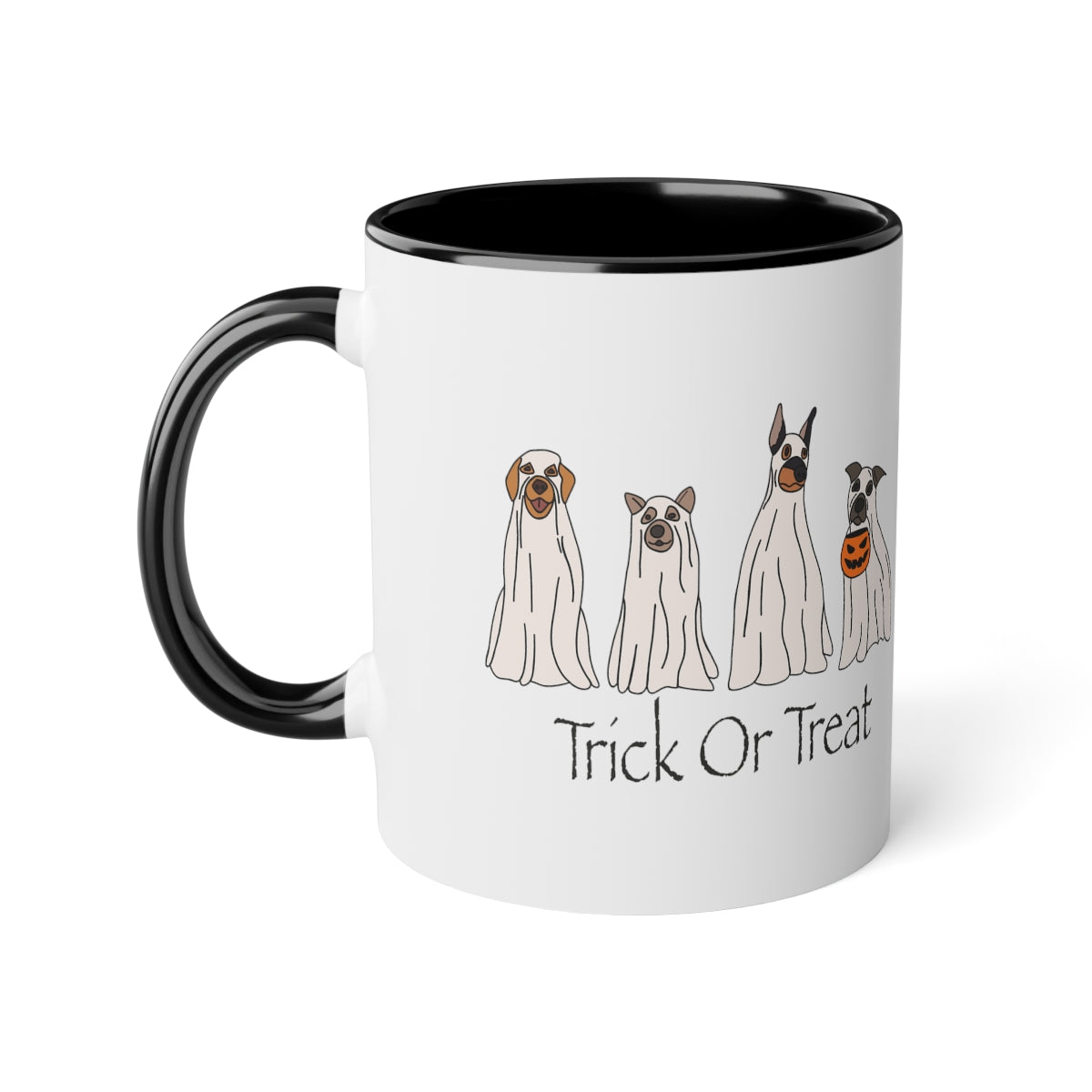 Trick Or Treat Doggies White accent mug