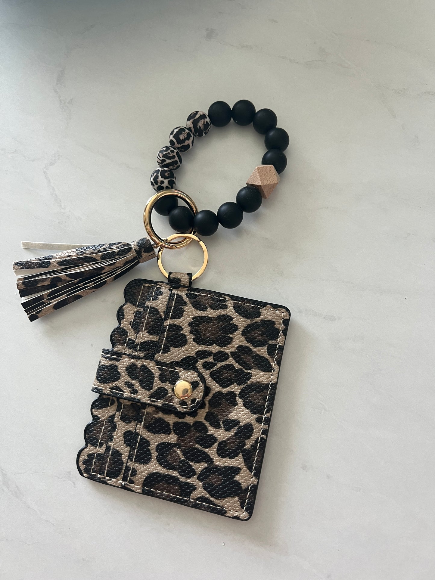 Leopard Key Ring Bangle ID Wallet