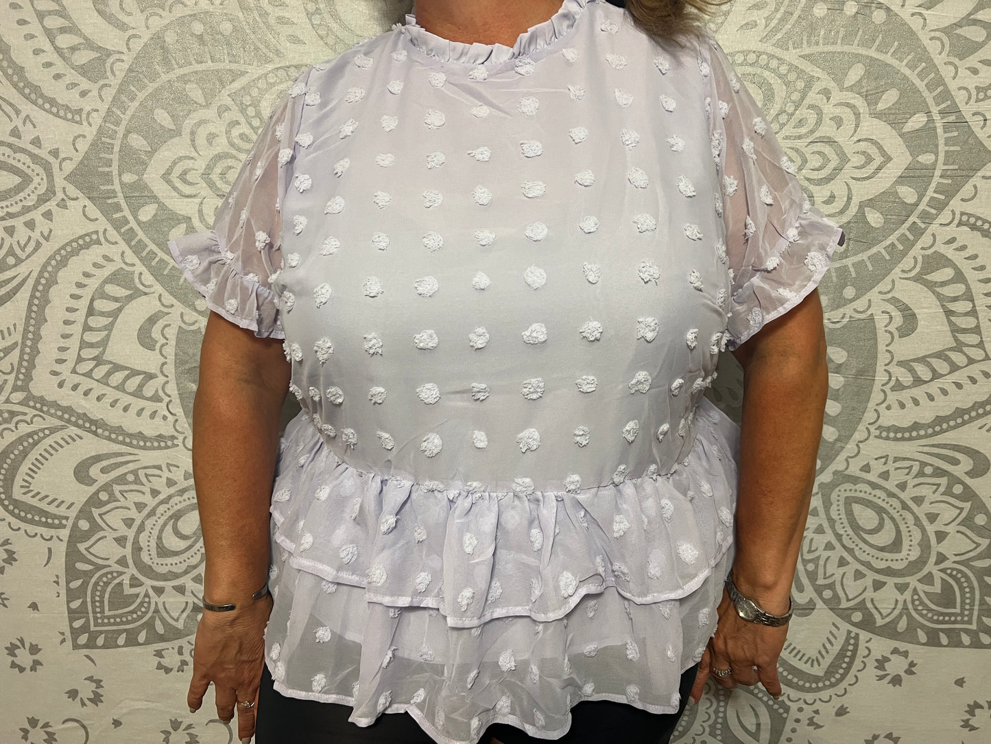 Curvy Purple Dot Woven Blouse