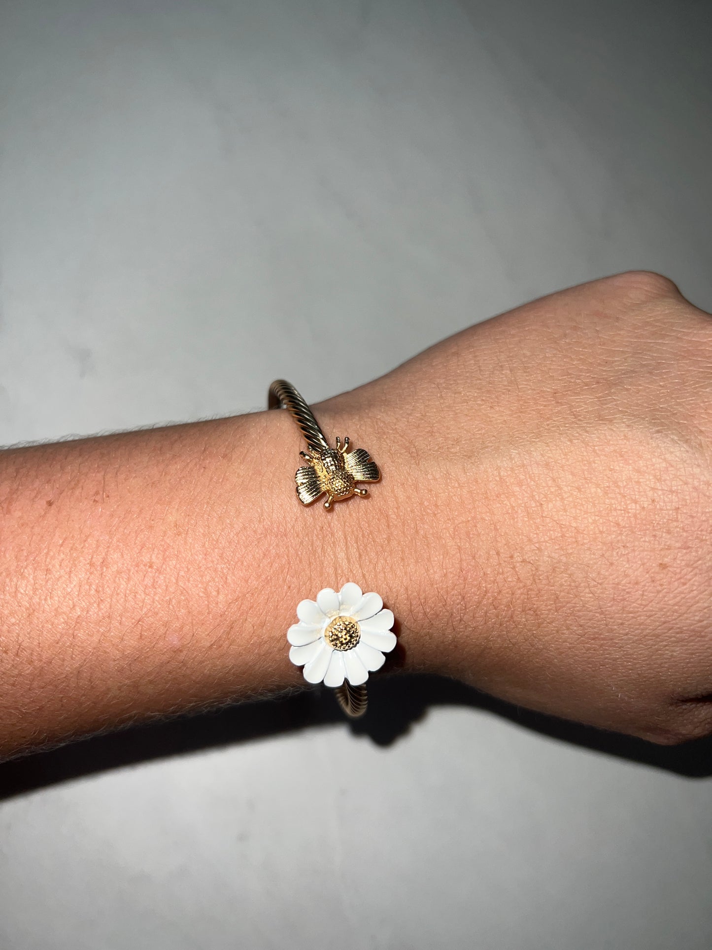 Bee & Flower Flexible Cuff Bracelet