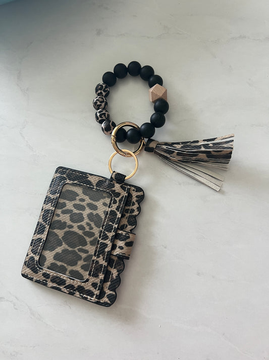 Leopard Key Ring Bangle ID Wallet