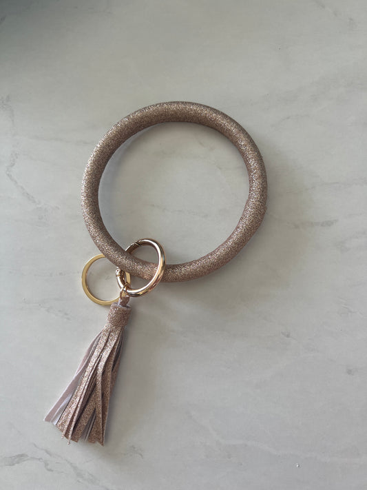 Glitter Rose Gold Bangle Bracelet KeyChain